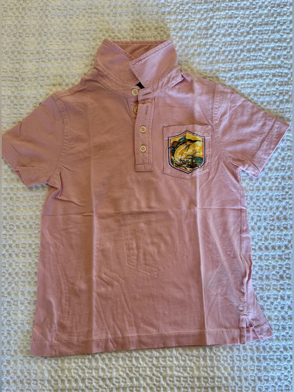 Ralph Lauren Light Pink Polo Shirt with Tropical Embroidered Patch